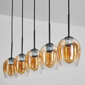 hofstein Vevino Suspension Ambre, Clair, 5 lumières* Lampes En Verre