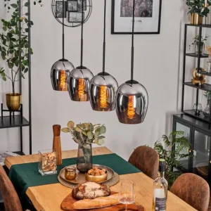 hofstein Vevino Suspension Chrome, 4 lumières* Lampes En Verre