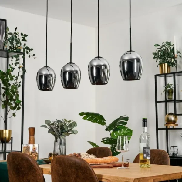 hofstein Vevino Suspension Chrome, 4 lumières* Lampes En Verre