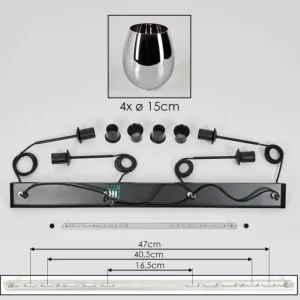 hofstein Vevino Suspension Chrome, 4 lumières* Lampes En Verre