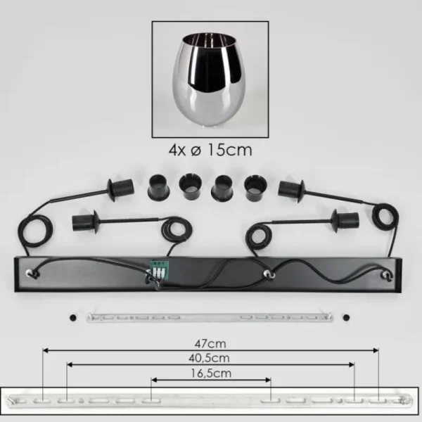 hofstein Vevino Suspension Chrome, 4 lumières* Lampes En Verre
