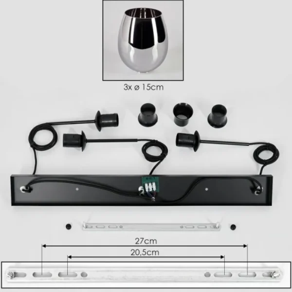 hofstein Vevino Suspension Chrome, 3 lumières* Lampes En Verre