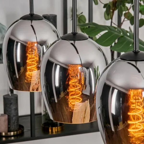 hofstein Vevino Suspension Chrome, 4 lumières* Lampes En Verre