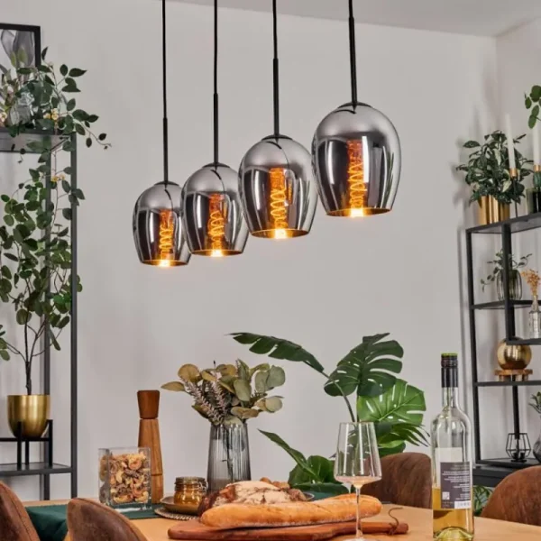 hofstein Vevino Suspension Chrome, 4 lumières* Lampes En Verre