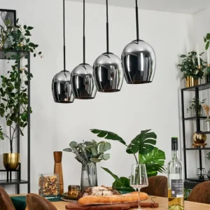 hofstein Vevino Suspension Chrome, 4 lumières* Lampes En Verre