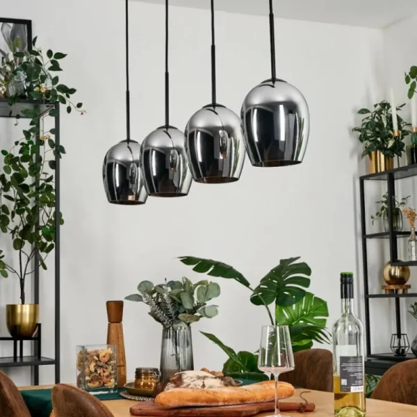 hofstein Vevino Suspension Chrome, 4 lumières* Lampes En Verre