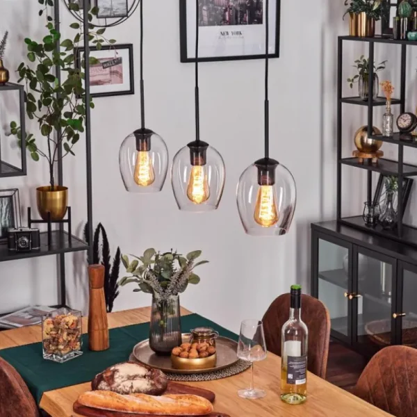 hofstein Vevino Suspension Clair, 3 lumières* Lampes En Verre