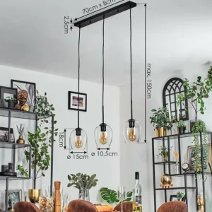 hofstein Vevino Suspension Clair, 3 lumières* Lampes En Verre