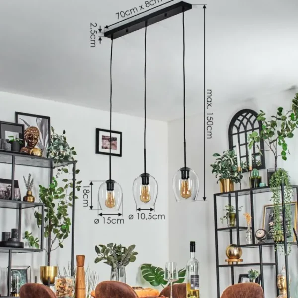 hofstein Vevino Suspension Clair, 3 lumières* Lampes En Verre