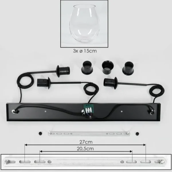 hofstein Vevino Suspension Clair, 3 lumières* Lampes En Verre