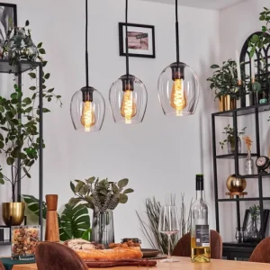 hofstein Vevino Suspension Clair, 3 lumières* Lampes En Verre