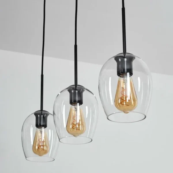 hofstein Vevino Suspension Clair, 3 lumières* Lampes En Verre