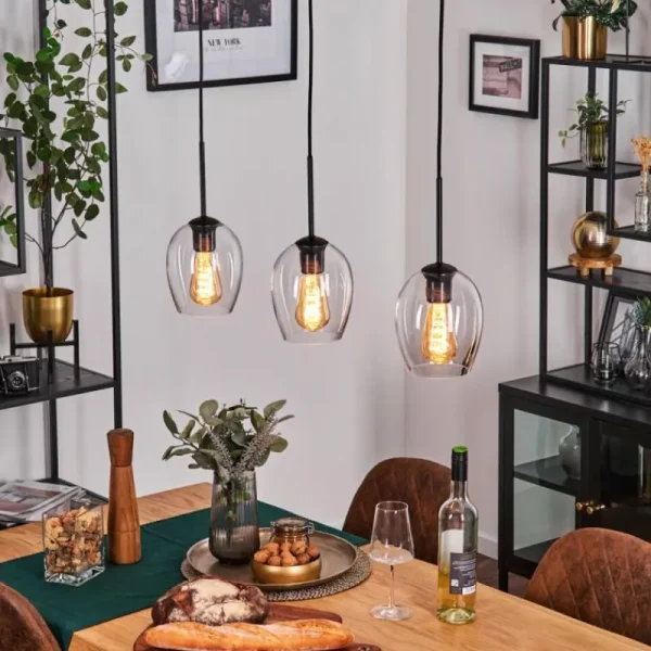 hofstein Vevino Suspension Clair, 3 lumières* Lampes En Verre