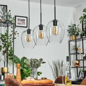 hofstein Vevino Suspension Clair, 3 lumières* Lampes En Verre