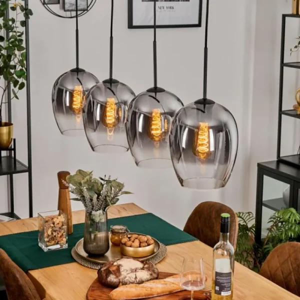 hofstein Vevino Suspension Clair, Fumé, 4 lumières* Lampes Modernes