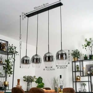 hofstein Vevino Suspension Clair, Fumé, 4 lumières* Lampes Modernes