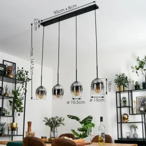 hofstein Vevino Suspension Clair, Fumé, 4 lumières* Lampes Modernes