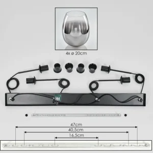 hofstein Vevino Suspension Clair, Fumé, 4 lumières* Lampes Modernes