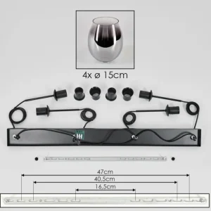 hofstein Vevino Suspension Clair, Fumé, 4 lumières* Lampes Modernes