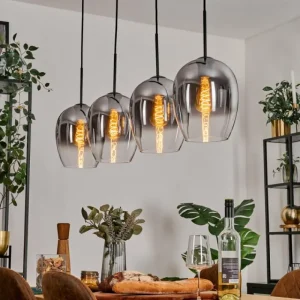 hofstein Vevino Suspension Clair, Fumé, 4 lumières* Lampes Modernes