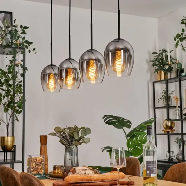 hofstein Vevino Suspension Clair, Fumé, 4 lumières* Lampes Modernes