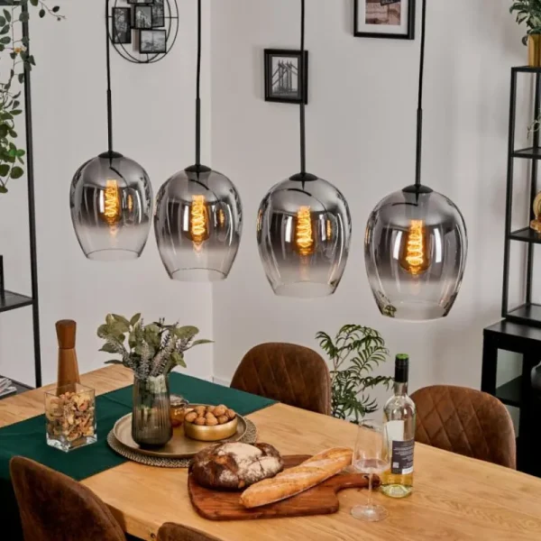 hofstein Vevino Suspension Clair, Fumé, 4 lumières* Lampes Modernes