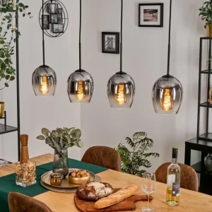 hofstein Vevino Suspension Clair, Fumé, 4 lumières* Lampes Modernes