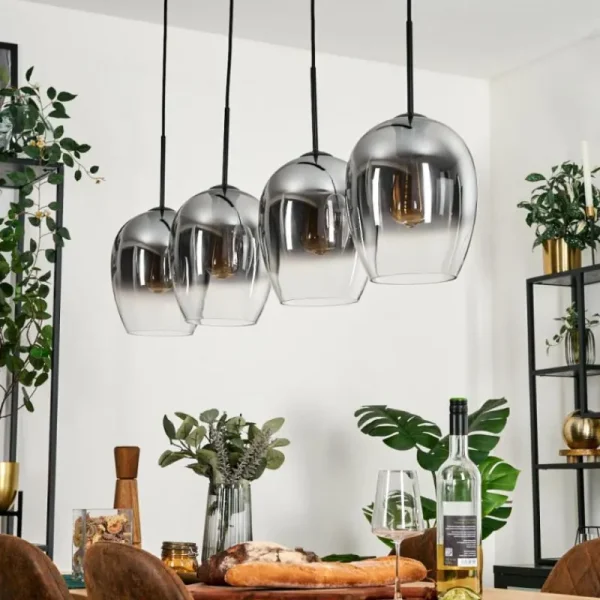 hofstein Vevino Suspension Clair, Fumé, 4 lumières* Lampes Modernes