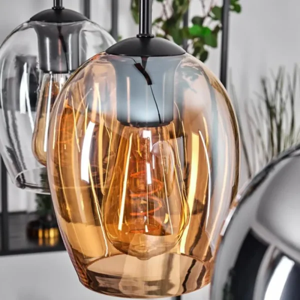 hofstein Vevino Suspension Noir, 3 lumières* Lampes En Verre
