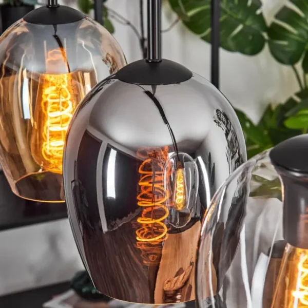 hofstein Vevino Suspension Noir, 5 lumières* Lampes En Verre