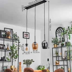 hofstein Vevino Suspension Noir, 3 lumières* Lampes En Verre