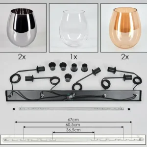 hofstein Vevino Suspension Noir, 5 lumières* Lampes En Verre