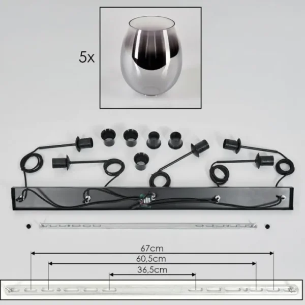 hofstein Vevino Suspension Noir, 5 lumières* Lampes Modernes