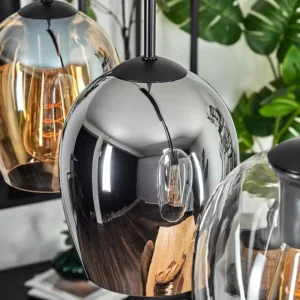 hofstein Vevino Suspension Noir, 5 lumières* Lampes En Verre