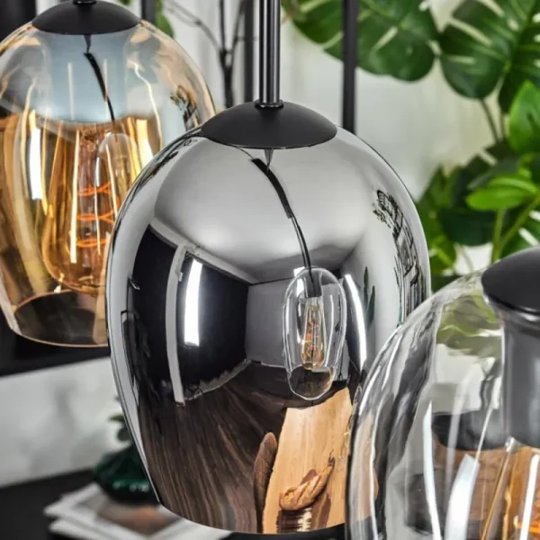 hofstein Vevino Suspension Noir, 5 lumières* Lampes En Verre