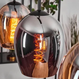 hofstein Vevino Suspension Noir, 3 lumières* Lampes En Verre