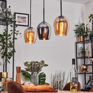 hofstein Vevino Suspension Noir, 3 lumières* Lampes En Verre