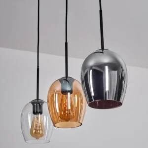 hofstein Vevino Suspension Noir, 3 lumières* Lampes En Verre
