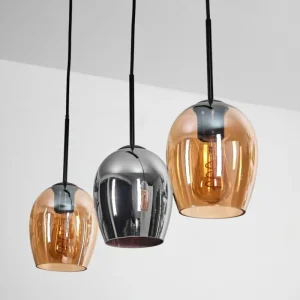 hofstein Vevino Suspension Noir, 3 lumières* Lampes En Verre
