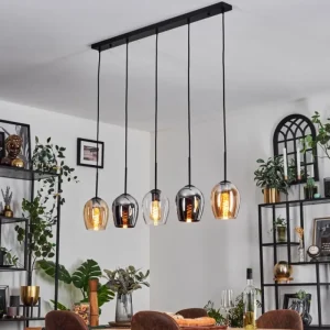 hofstein Vevino Suspension Noir, 5 lumières* Lampes En Verre