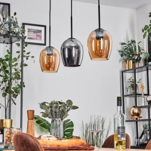 hofstein Vevino Suspension Noir, 3 lumières* Lampes En Verre