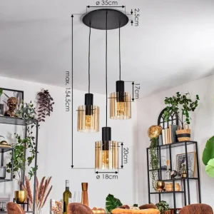 hofstein Vireda Suspension, Suspension Anthracite, 3 lumières* Lampes En Verre