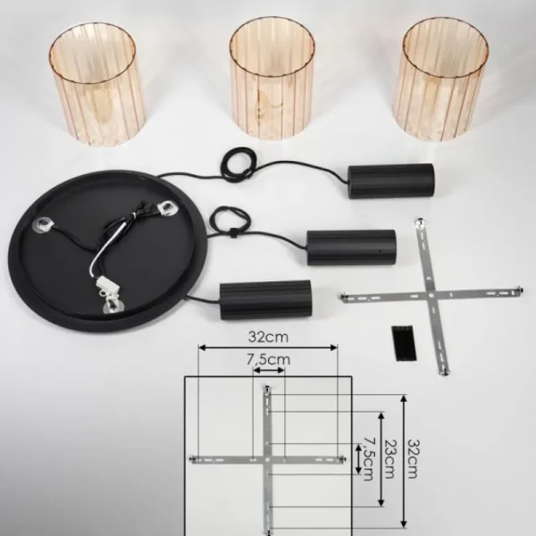 hofstein Vireda Suspension, Suspension Anthracite, 3 lumières* Lampes En Verre