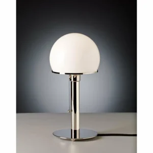 Luminaires Tecnolumen Wagenfeld 24 Tecnolumen Lampe à poser Nickel brillant, 1 lumière* Lampes En Verre