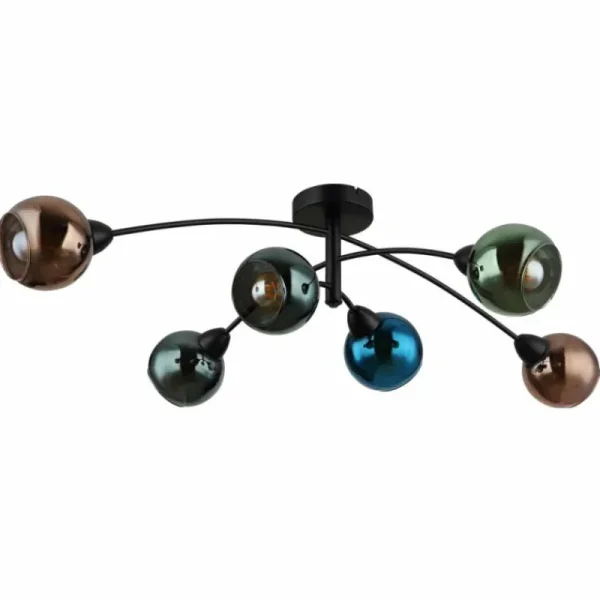 Luminaires Globo Lighting Zarlona Plafonnier Noir, 6 lumières* Lampes En Verre