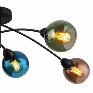 Luminaires Globo Lighting Zarlona Plafonnier Noir, 6 lumières* Lampes En Verre