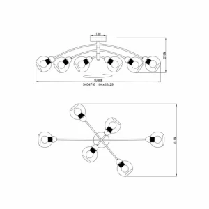 Luminaires Globo Lighting Zarlona Plafonnier Noir, 6 lumières* Lampes En Verre