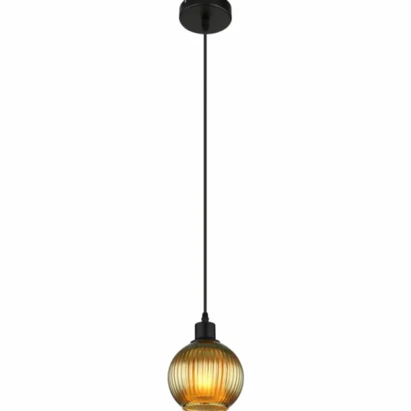 Luminaires Globo Lighting Zumba Suspension Noir, 1 lumière* Lampes En Verre