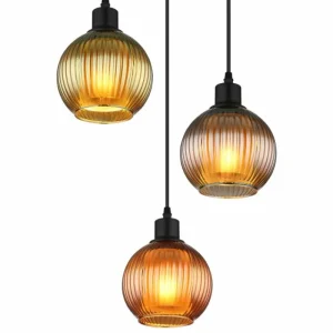 Luminaires Globo Lighting Zumba Suspension Noir, 3 lumières* Lampes En Verre