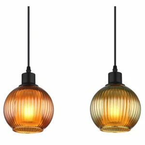 Luminaires Globo Lighting Zumba Suspension Noir, 4 lumières* Lampes En Verre